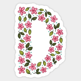 Floral Monogram Letter D Sticker